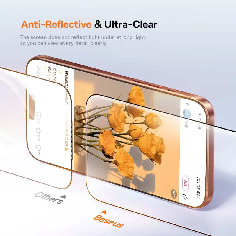 Baseus verre trempé pour iPhone 17 16 15 14 13 12 Pro Max protecteur d'écran HD avec Kit de nettoyage verre Anti-regard Anti-poussière