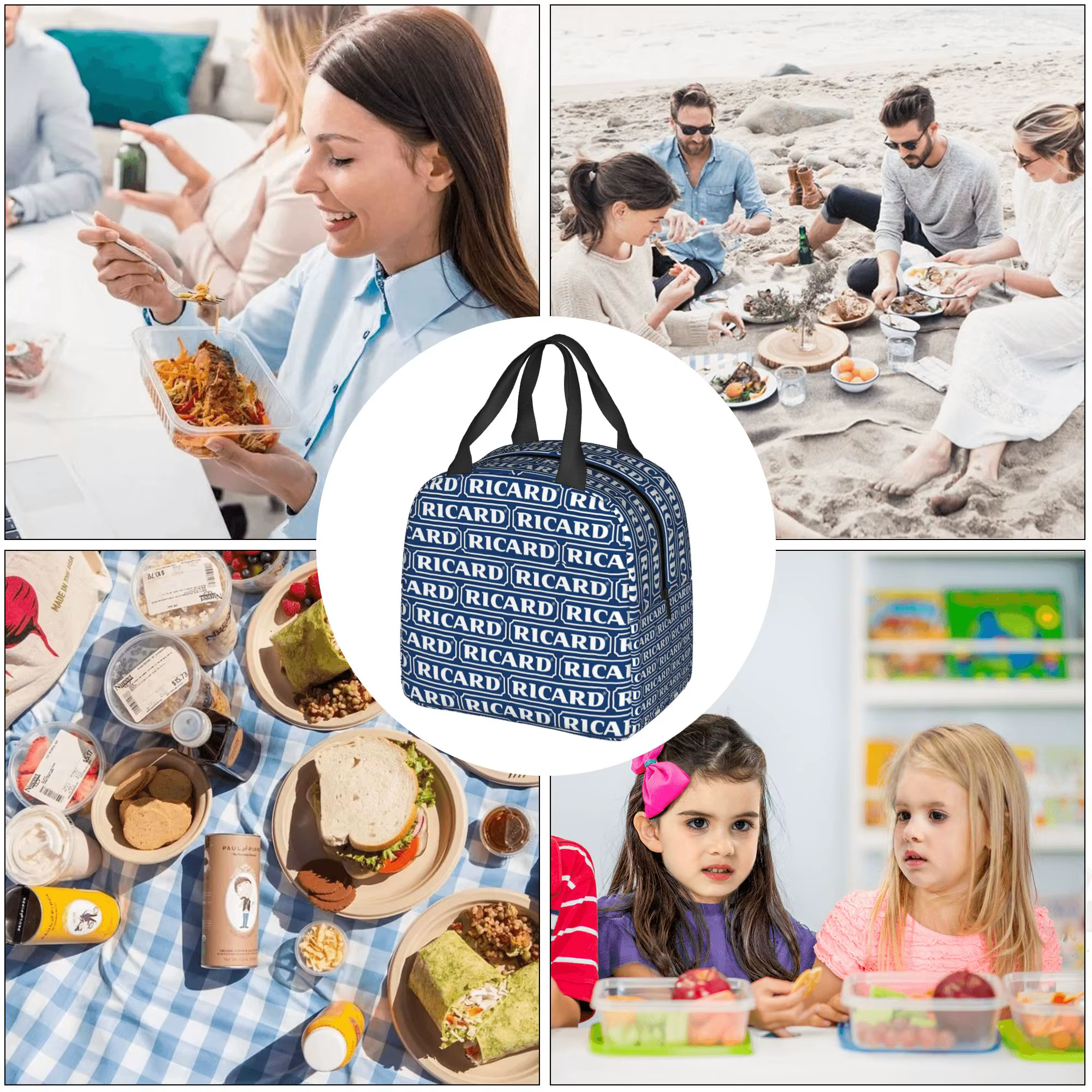 Sac à lunch avec logo Ricarded de Marseille France, boîtes à lunch isothermes pour hommes et femmes, pour le bureau des adultes