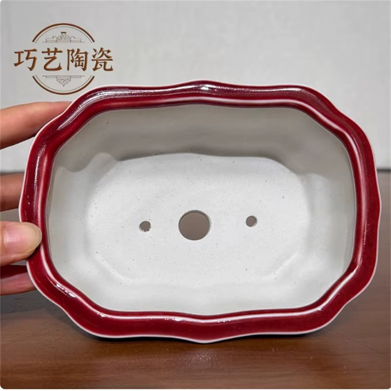 Pot de bonsaï coloré vitré en porcelaine