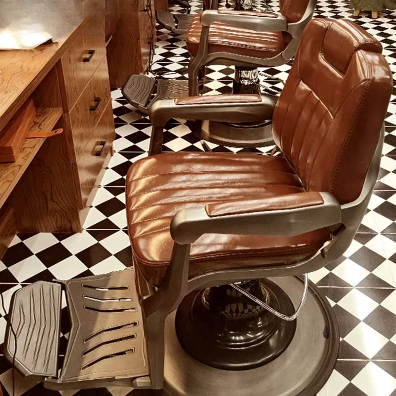 Design de barbier esthétique ergonomique, organisateur professionnel confortable, chaise de barbier au sol, meubles modernes Friseur Stuhle