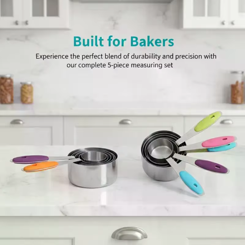 Ensemble de Mesure en Acier Inoxydable : Tasses et Cuillères pour Cuisine