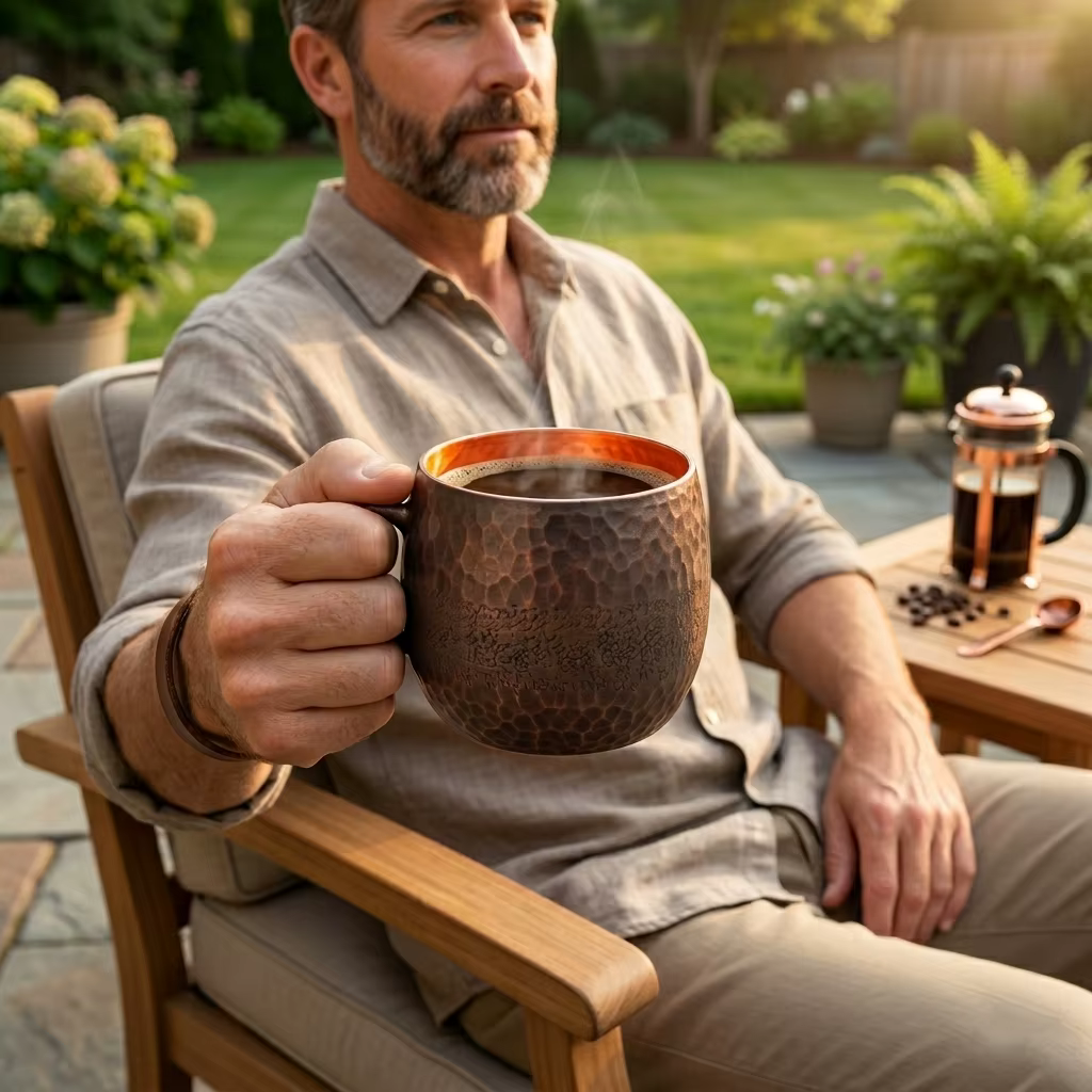 Mug à café en cuivre, large ouverture pour le petit-déjeuner à la maison