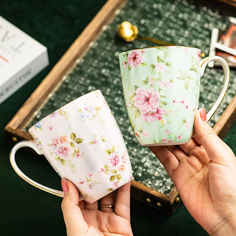 Tasse en céramique créative pour Couple, Vintage, fleur, petit déjeuner à la maison, tasse à lait, bureau, thé de l'après-midi, café, tasse d'eau, verres pour la maison