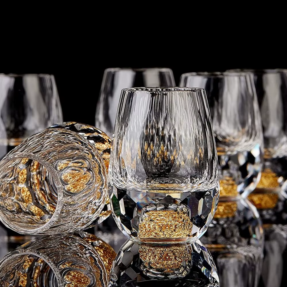 Verre à vin en cristal feuille d'or de 15 ml
