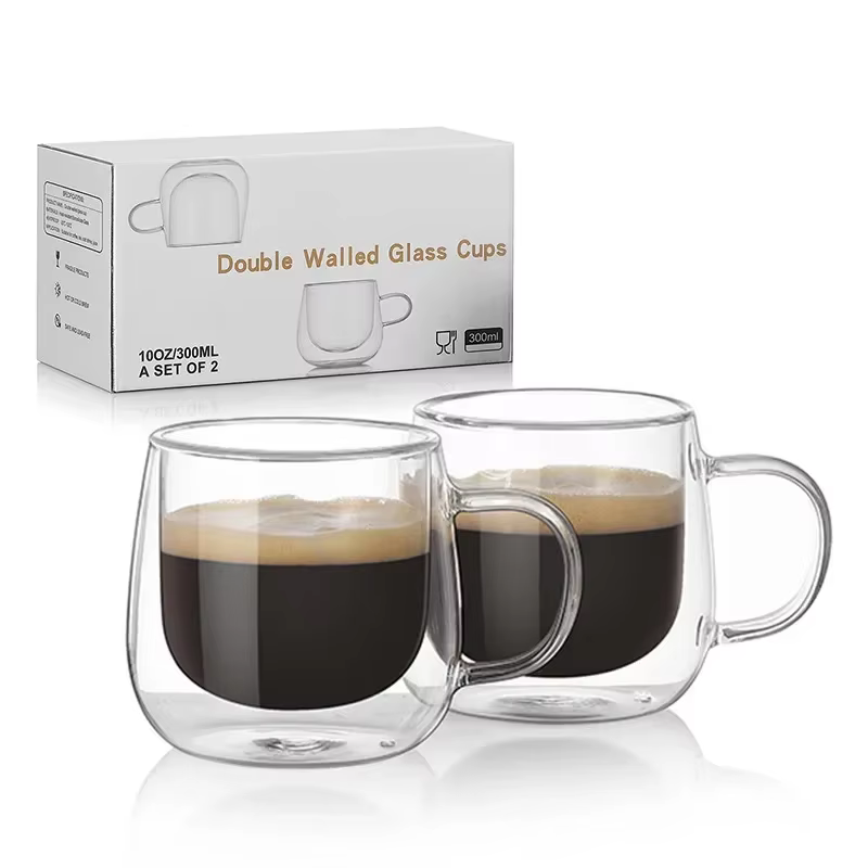 Verres transparents faits à la main résistants à la chaleur à Double paroi