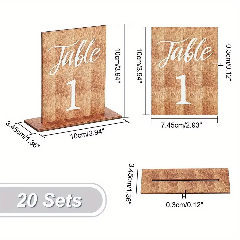 Numéros de table de mariage double face décoratifs