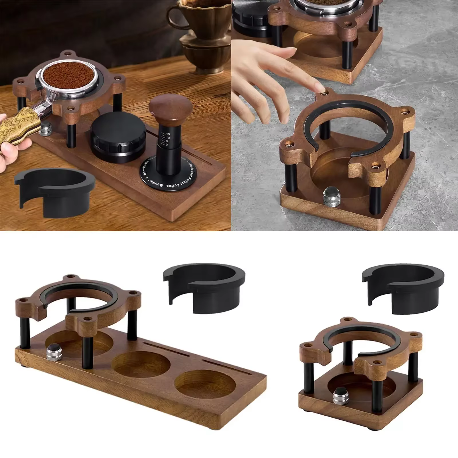 Support de doseur à expresso en bois 51/53/58mm