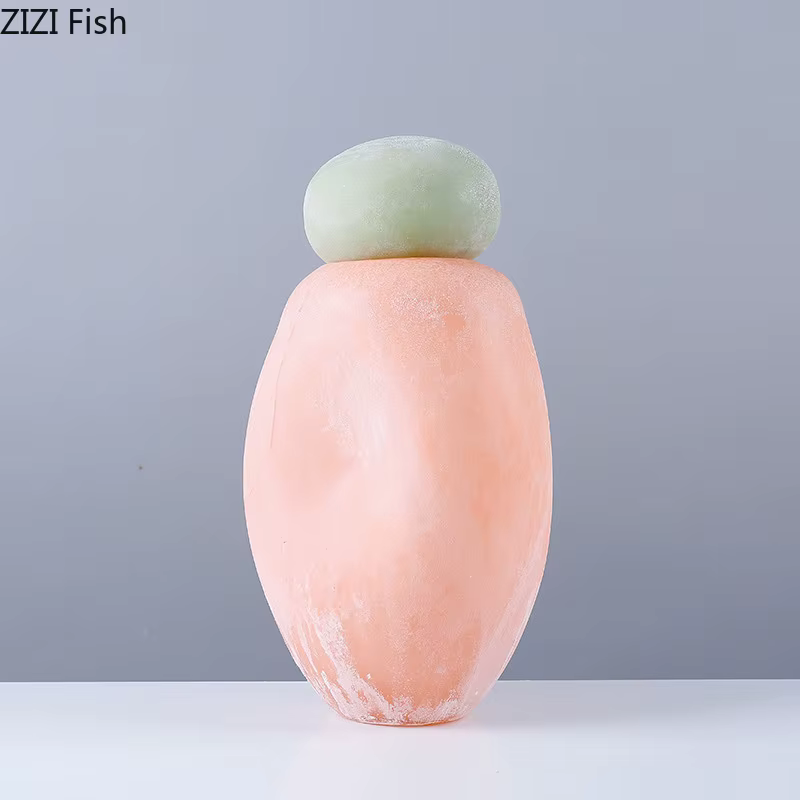 Vase en Verre Coloré avec Couvercle, Décoration de Bureau, Fleurs Artificielles, Vases Floraux Colorés, Décor Esthétique de Chambre