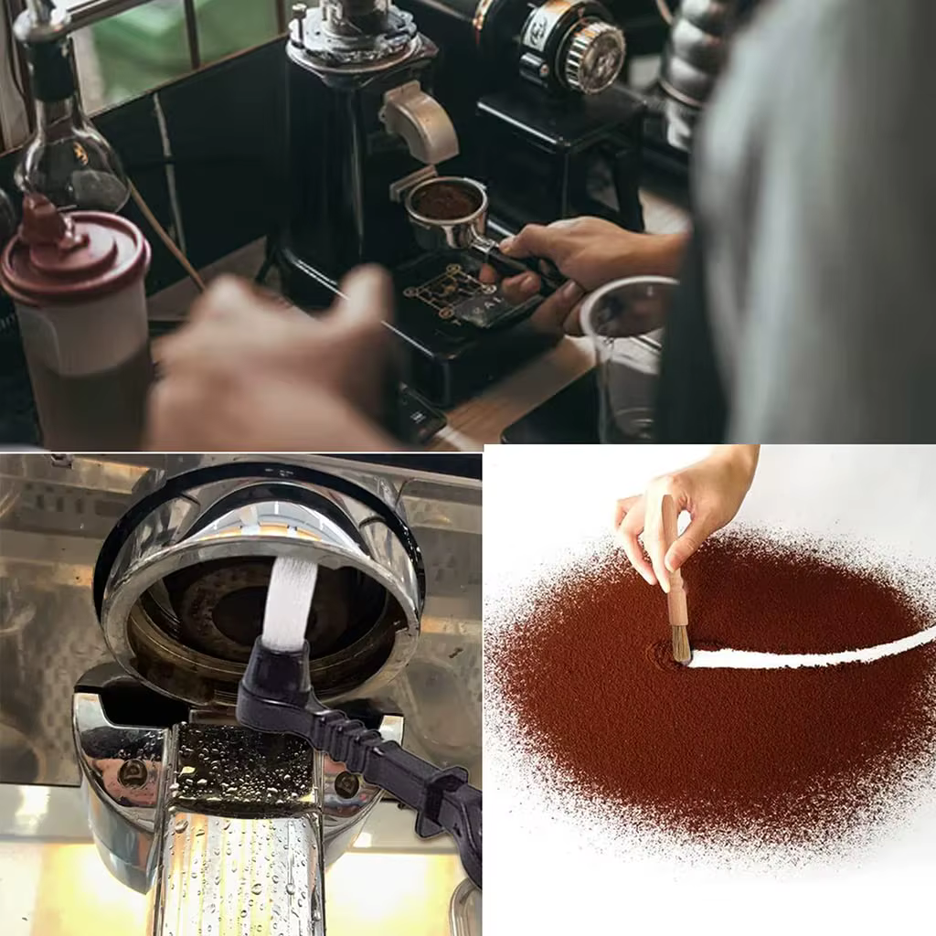 Le Kit de brosses à expresso professionnelles comprend une brosse de nettoyage de Machine de moulin à café en bois
