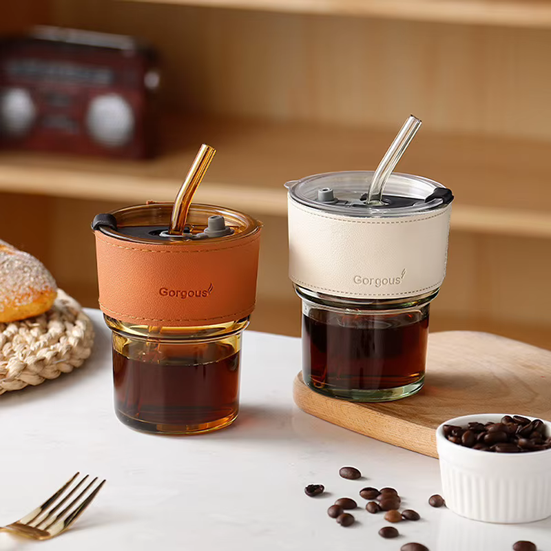 Verre créatif café avec couvercle tasse à boire lait thé boisson