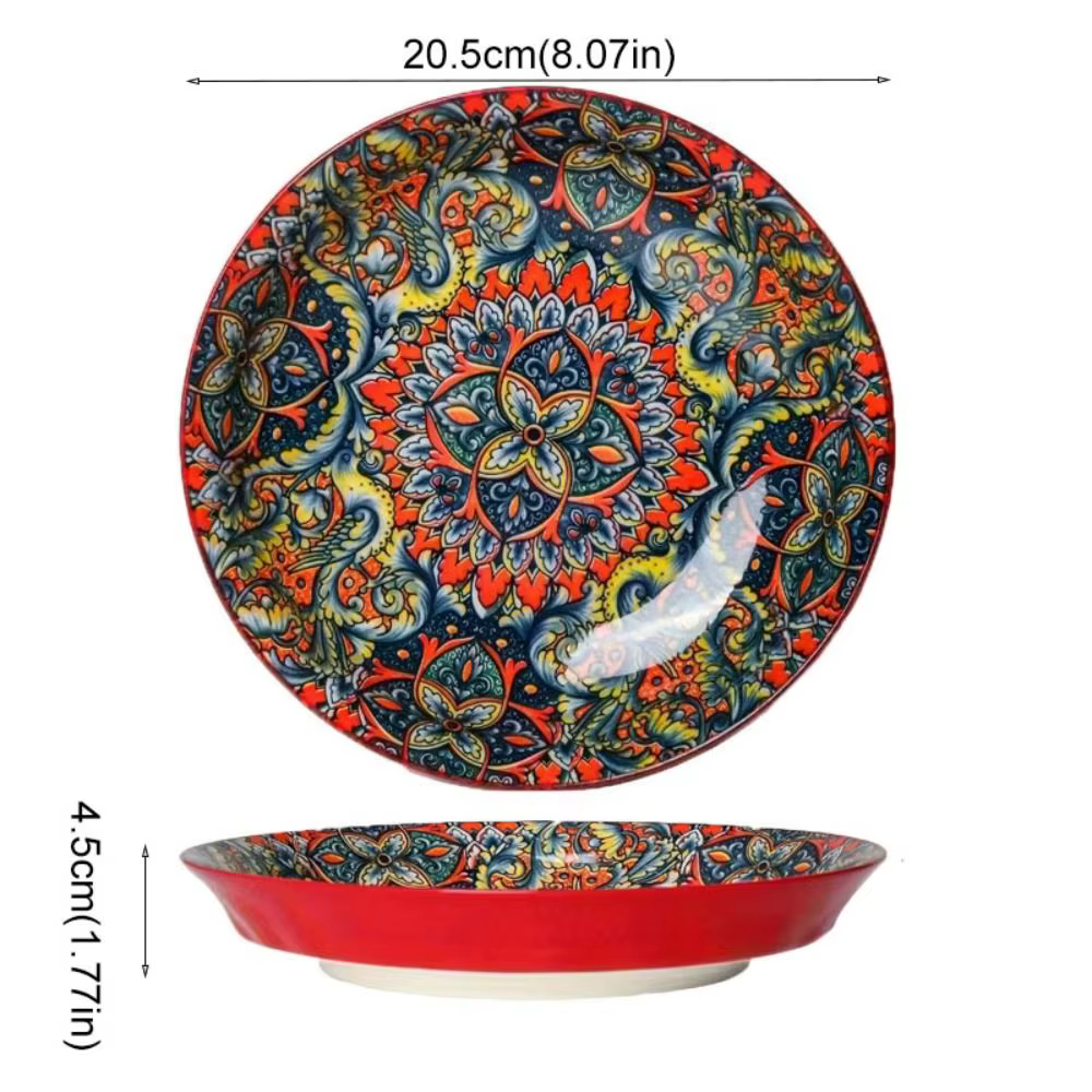Vaisselle motif fleur assiette en céramique bohème