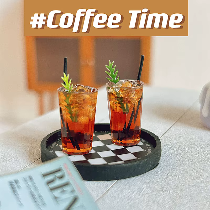 【M】Miniature de café, modèle de décoration, mini-boisson, latte glacé, pour maison de poupée, accessoires pour maison de poupée