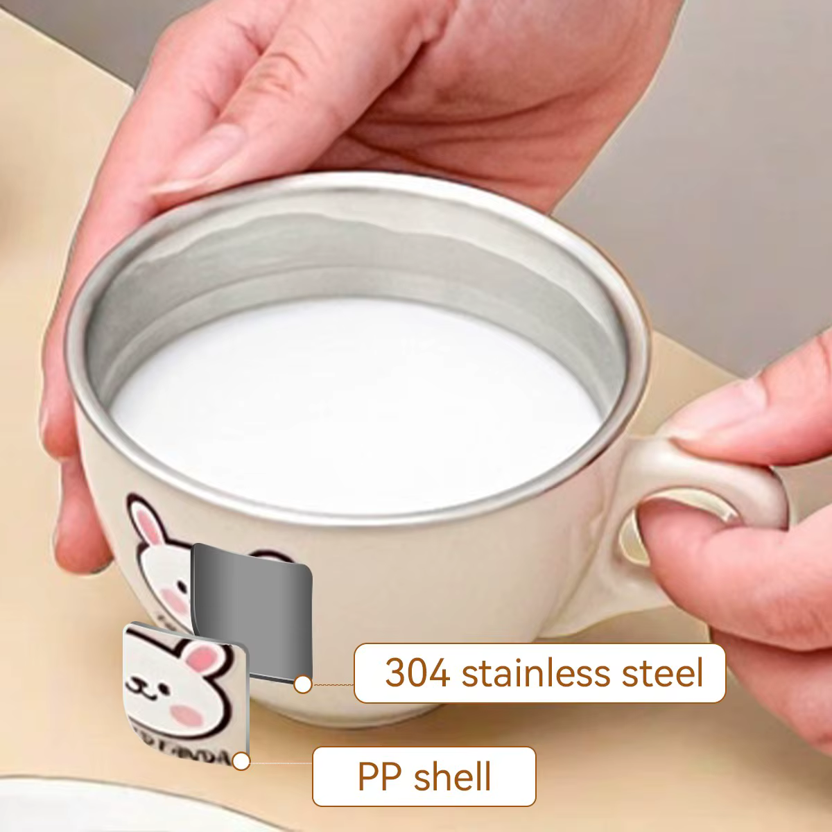 Mini tasses à café en acier inoxydable 304 à double paroi avec poignée