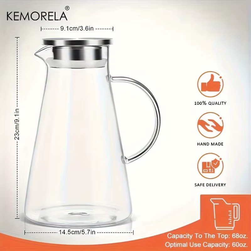 Pichet à eau Transparent en verre résistant à la chaleur