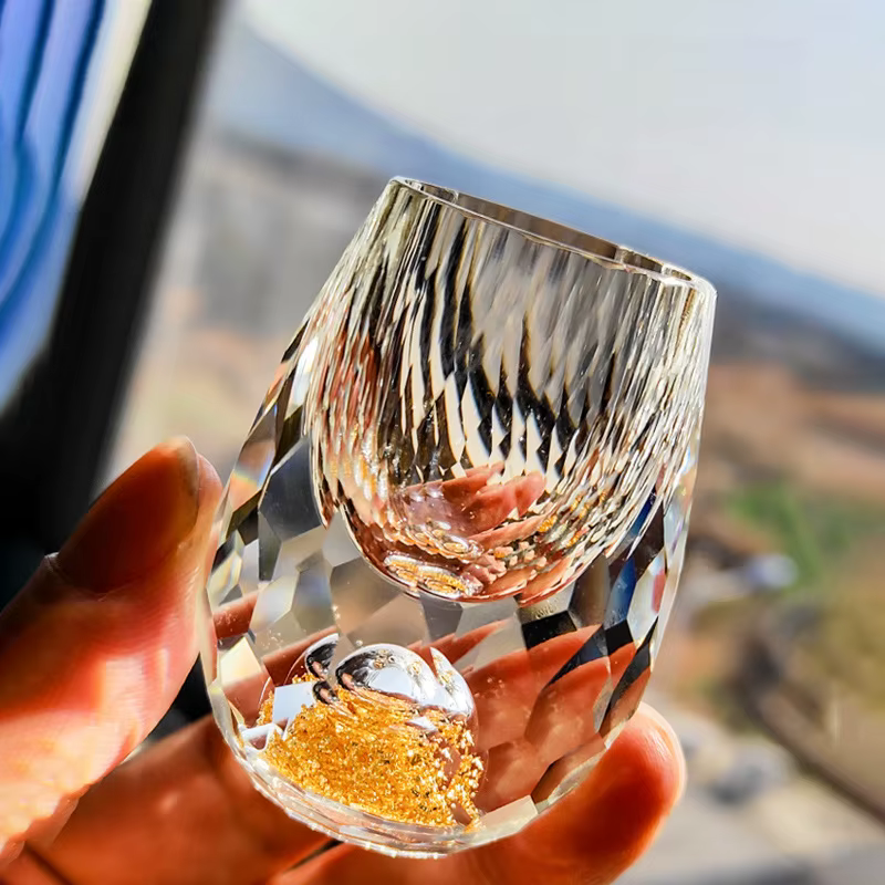 Verre à Shot de montagne doré en cristal luxueux