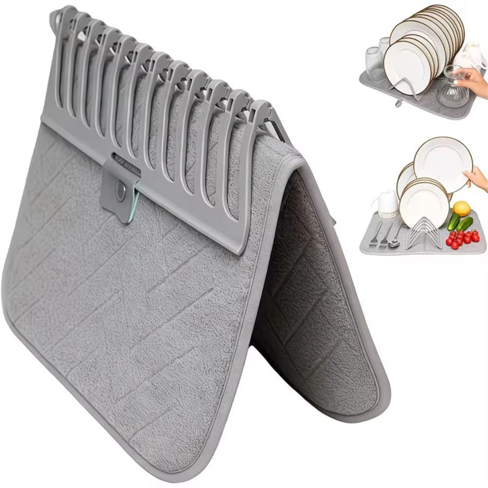 1 pièce Tapis et égouttoir à vaisselle pliable robuste avec support de comptoir gain de place