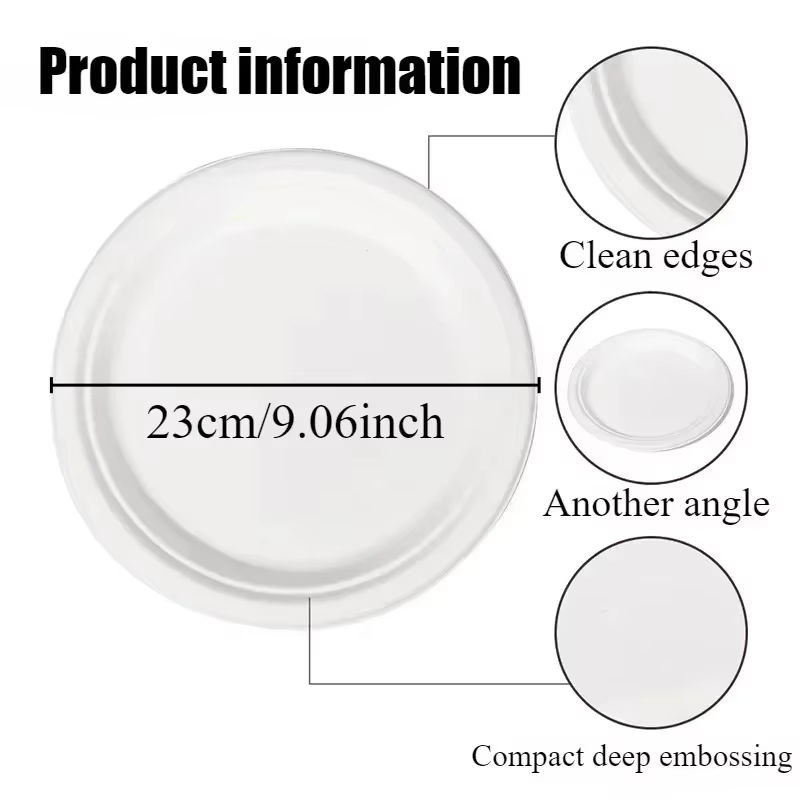 Assiette en papier circulaire jetable biodégradable de 9 pouces