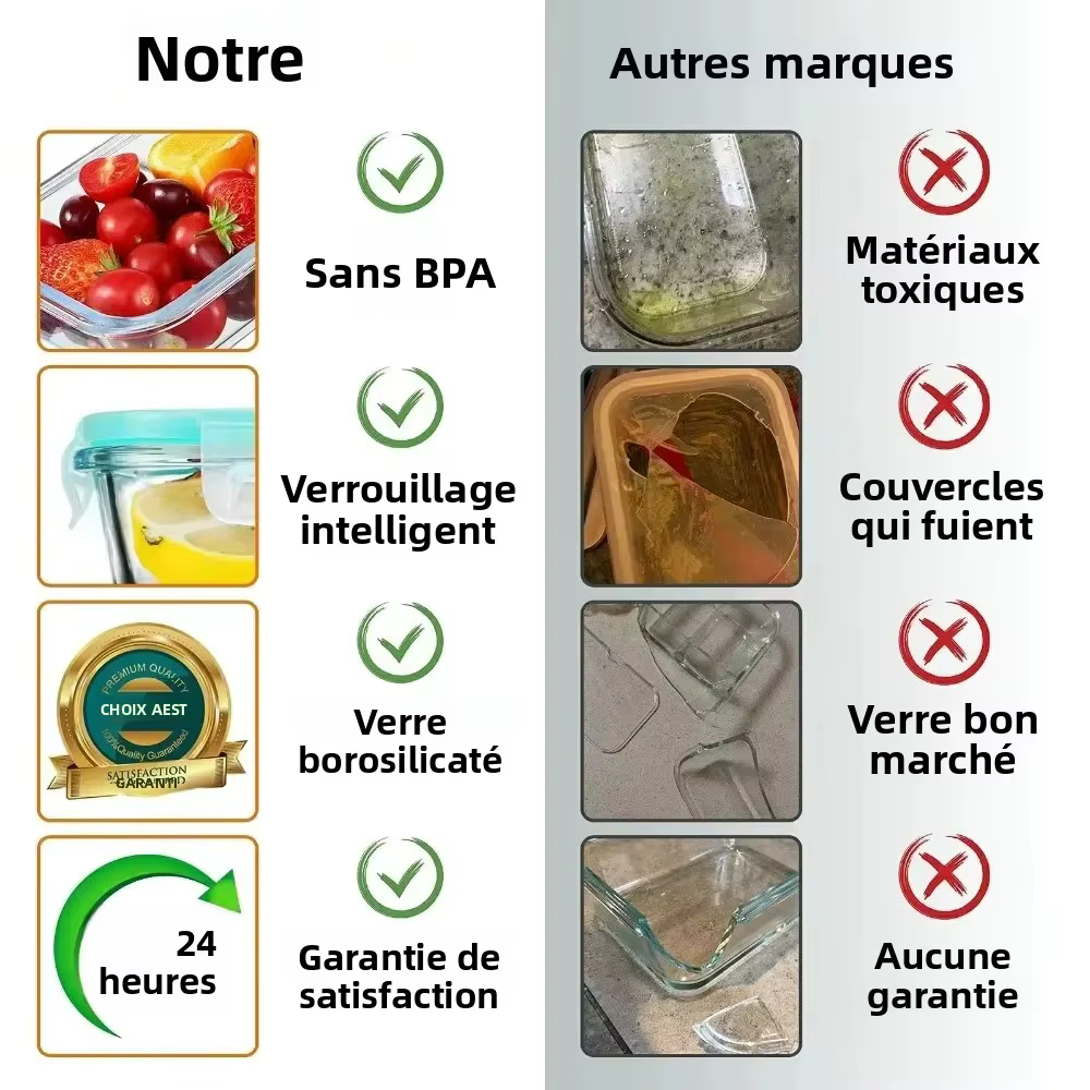Boîte à lunch en verre sans BPA