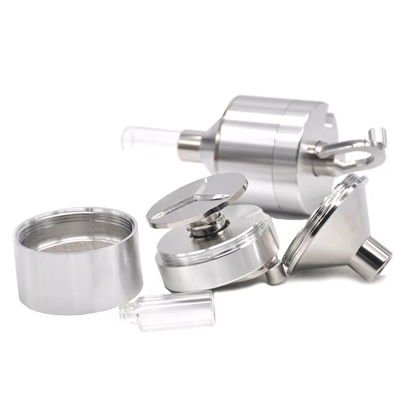 Broyeur à main en métal de diamètre 44mm, broyeur à main, entonnoir inférieur de poudre de broyage avec verre