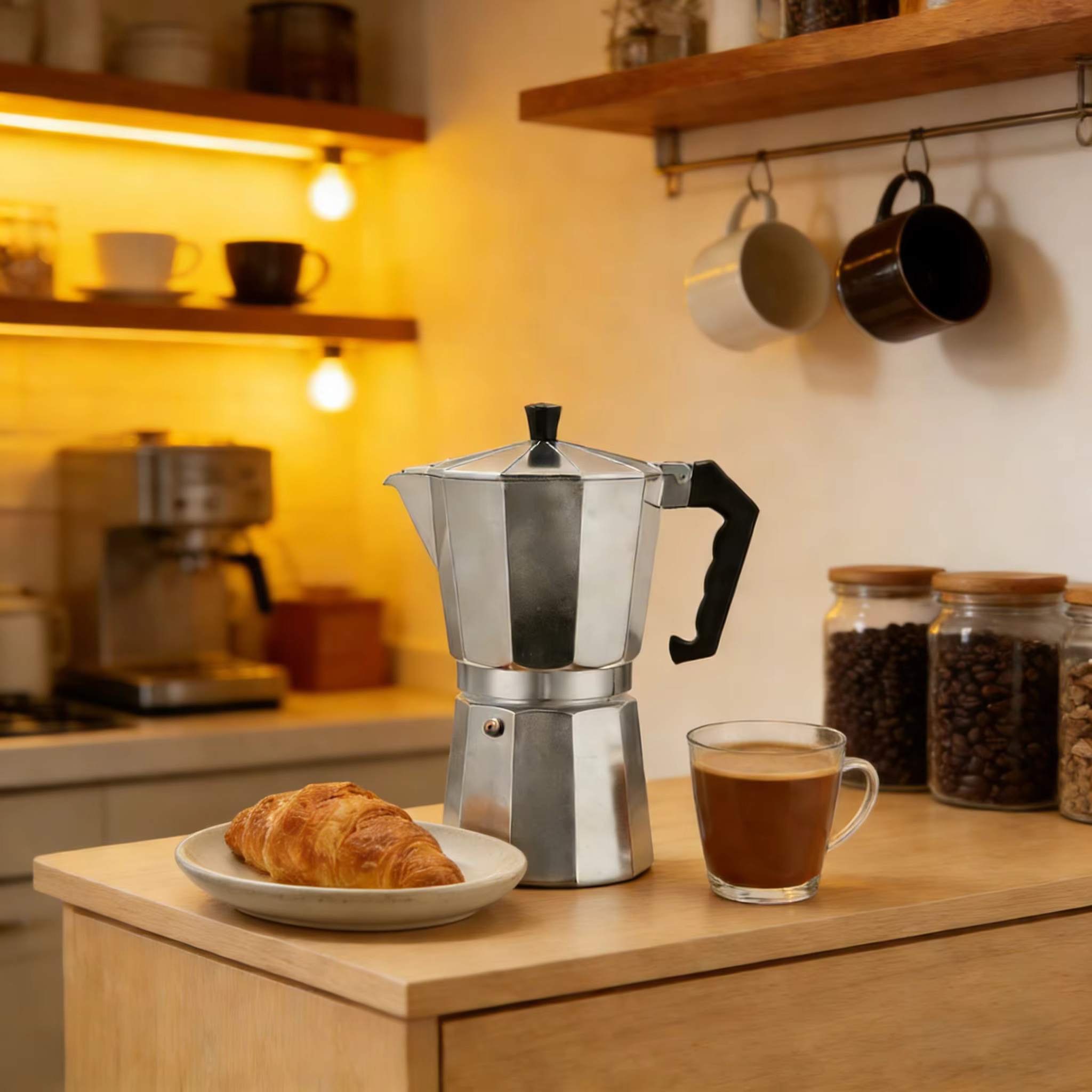Cafetière Moka en aluminium octogonale