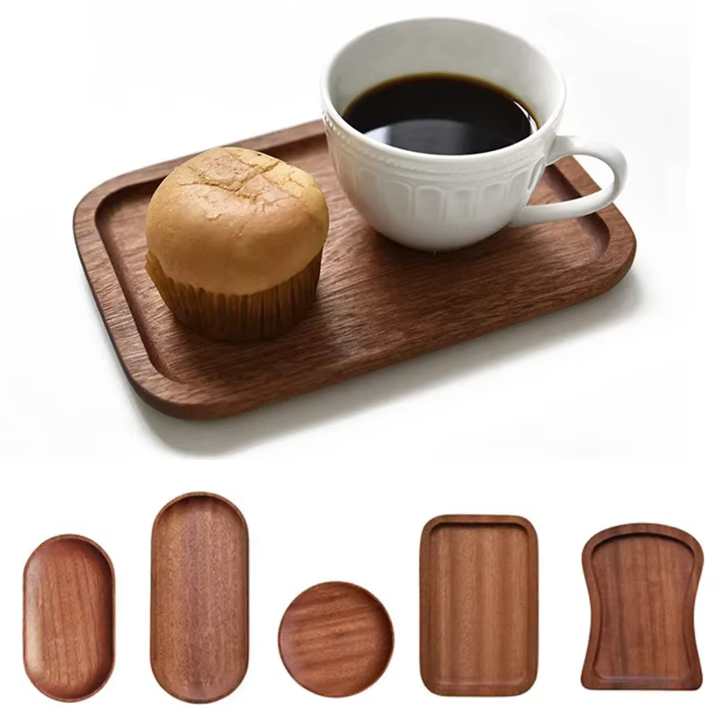 Plateau de service ovale en bois massif