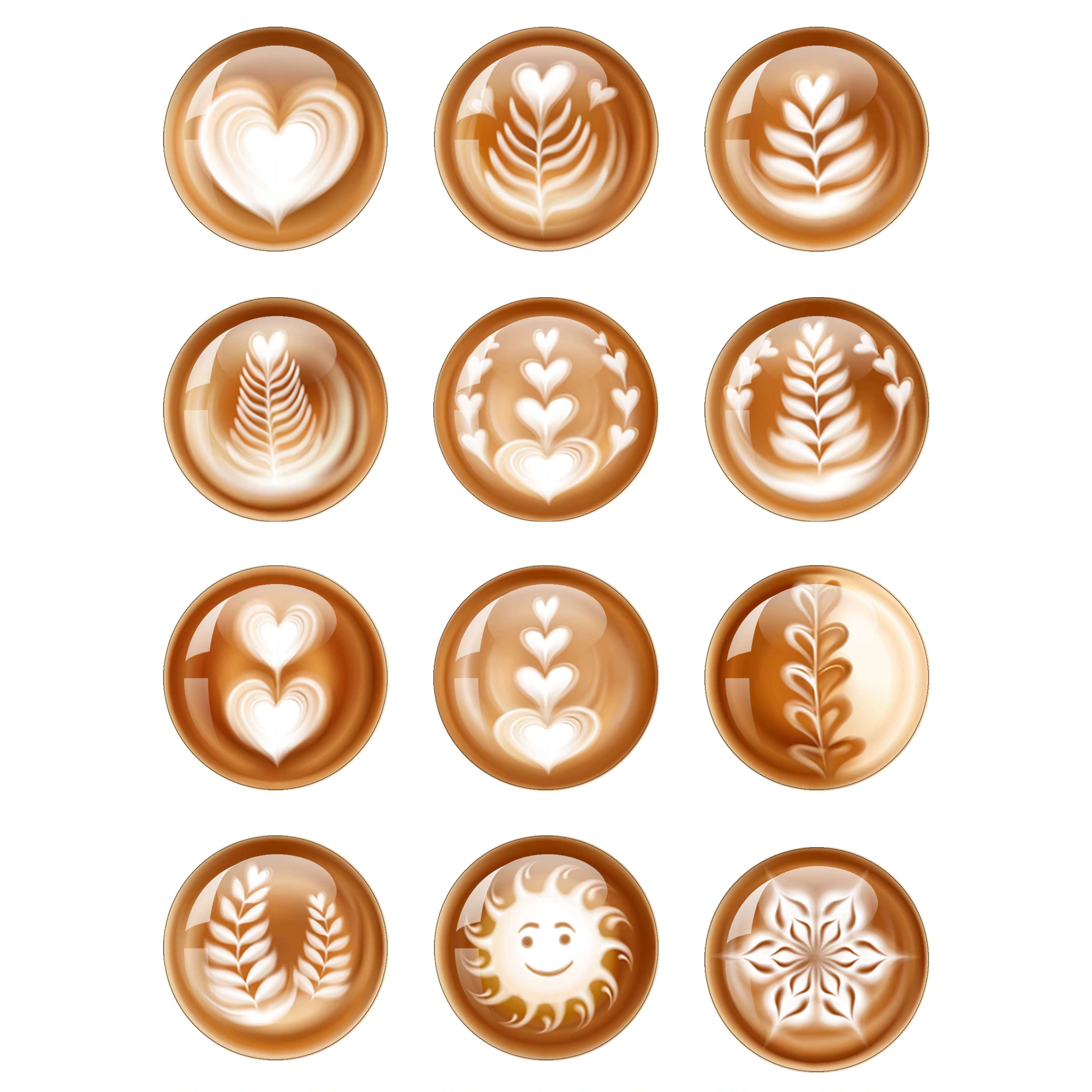 Café Latte sculpture coeur d'amour 12 pièces un ensemble 10mm/18mm/20mm/25mm/40mm rond Photo verre Cabochon démo dos plat faisant trouver