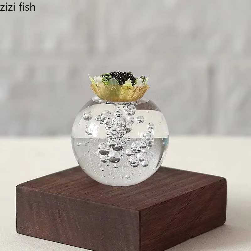 Assiette à dessert Dim Sum en verre à bulles créatif