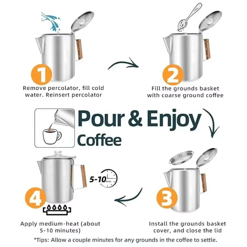 Percolateur à café en acier inoxydable