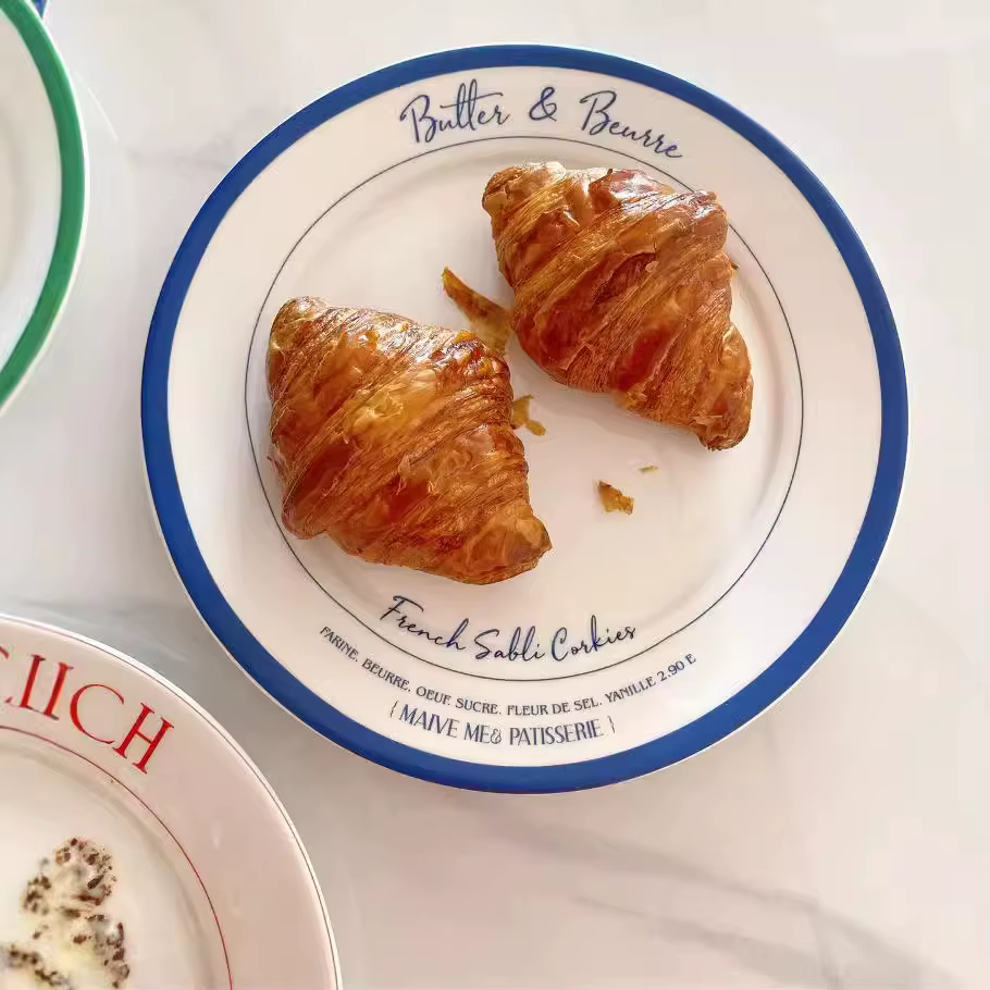 Plat français individuellement rond en céramique