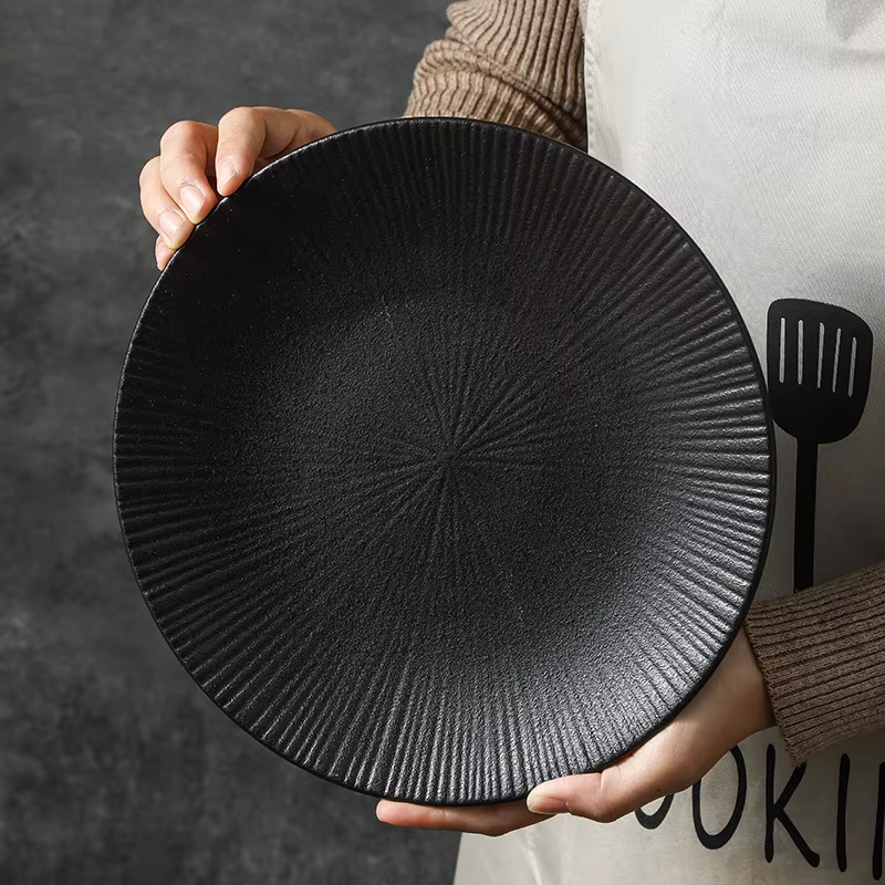 Assiette de table rétro noire assiettes de cuisine chinoise