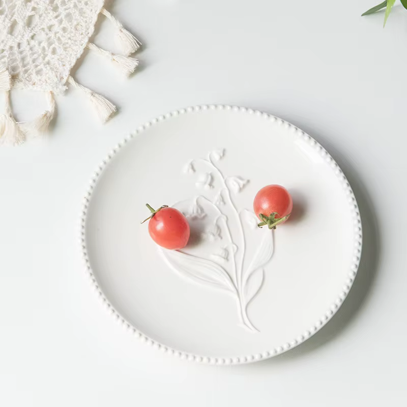 Assiette à pâtes occidentales en céramique et dentelle