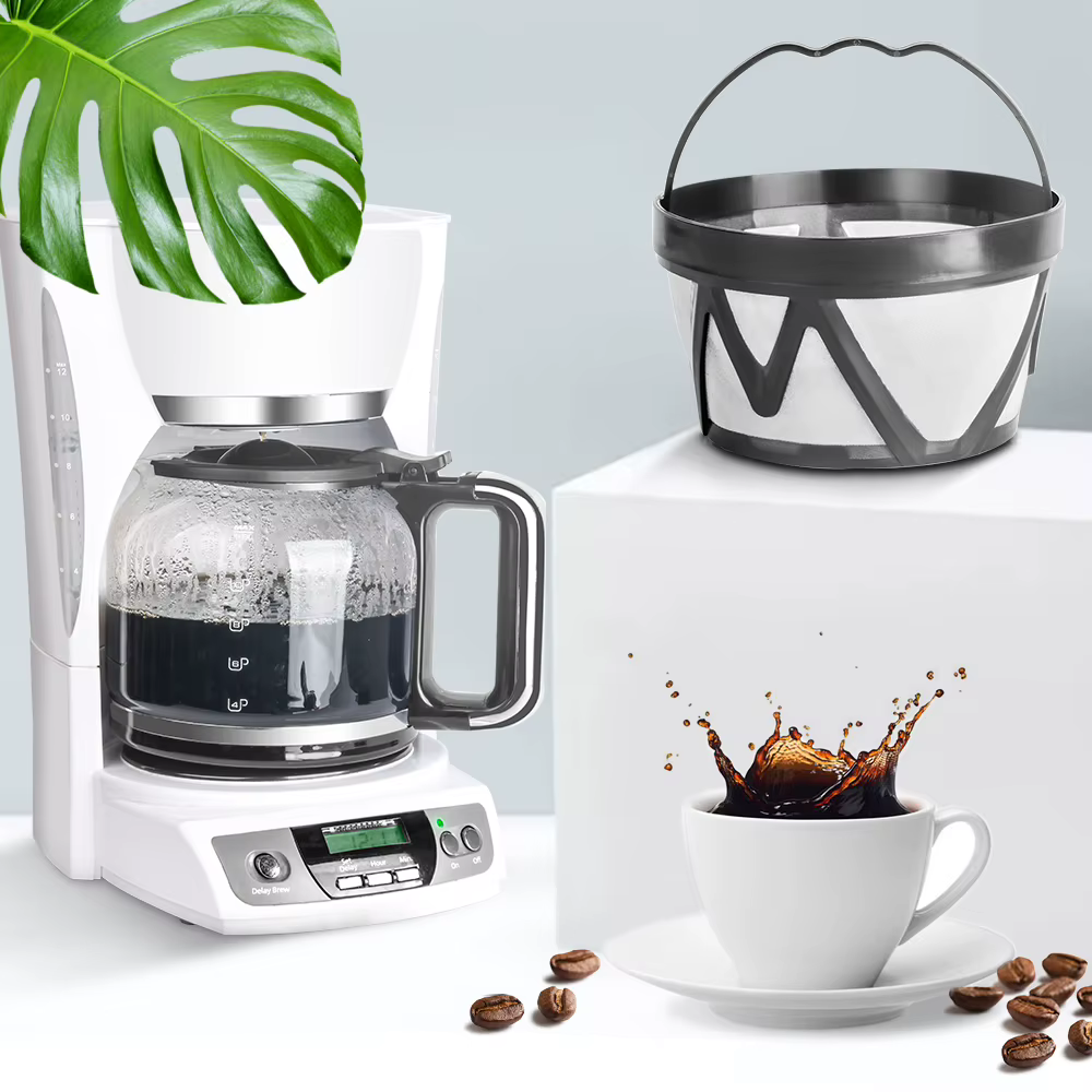 Filtre à café permanent à panier réutilisable pour les brasseurs Mr. Coffee Makers, paquet de 2 pour filtre à panier de remplacement Mr. Coffee de 8 à 12 tasses