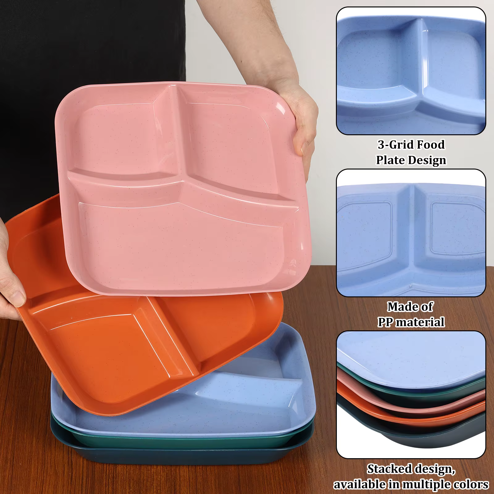 Assiette compartimentée en plastique réutilisable
