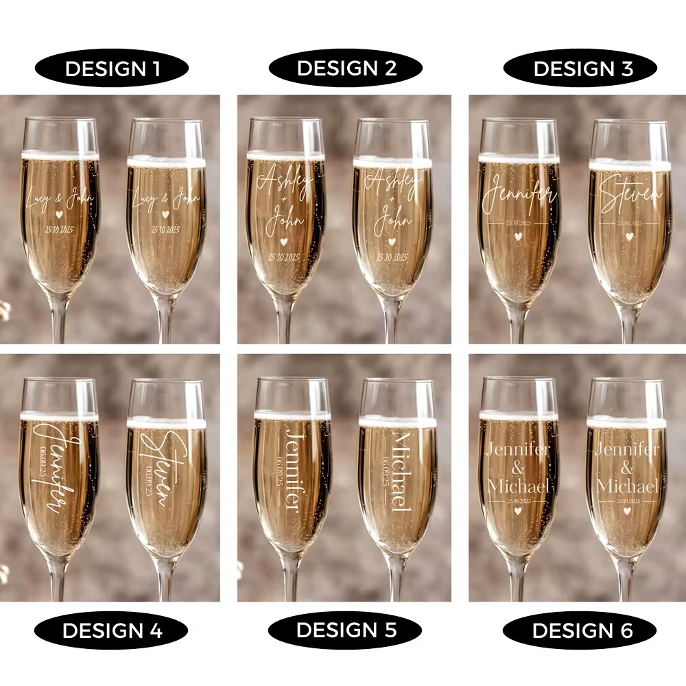 Ensemble de 2 verres à champagne personnalisés gravés