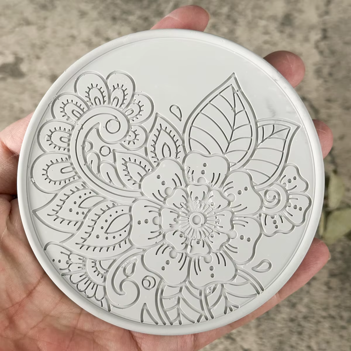 Moule rond en Silicone pour dessous de verre à fleurs