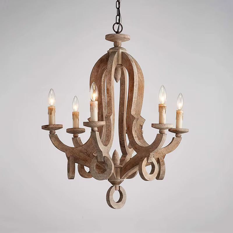 Lustre vintage américain en bois massif, lampes suspendues pour salon, salle à manger, bar, ferme, café, magasin, villa, éclairage suspendu