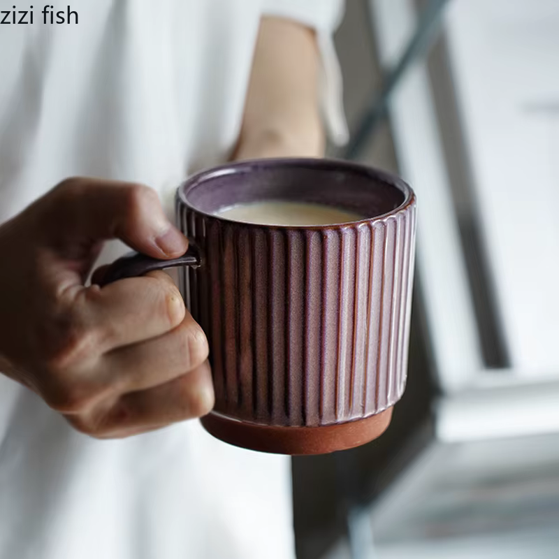 Tasse à rayures Vintage en céramique