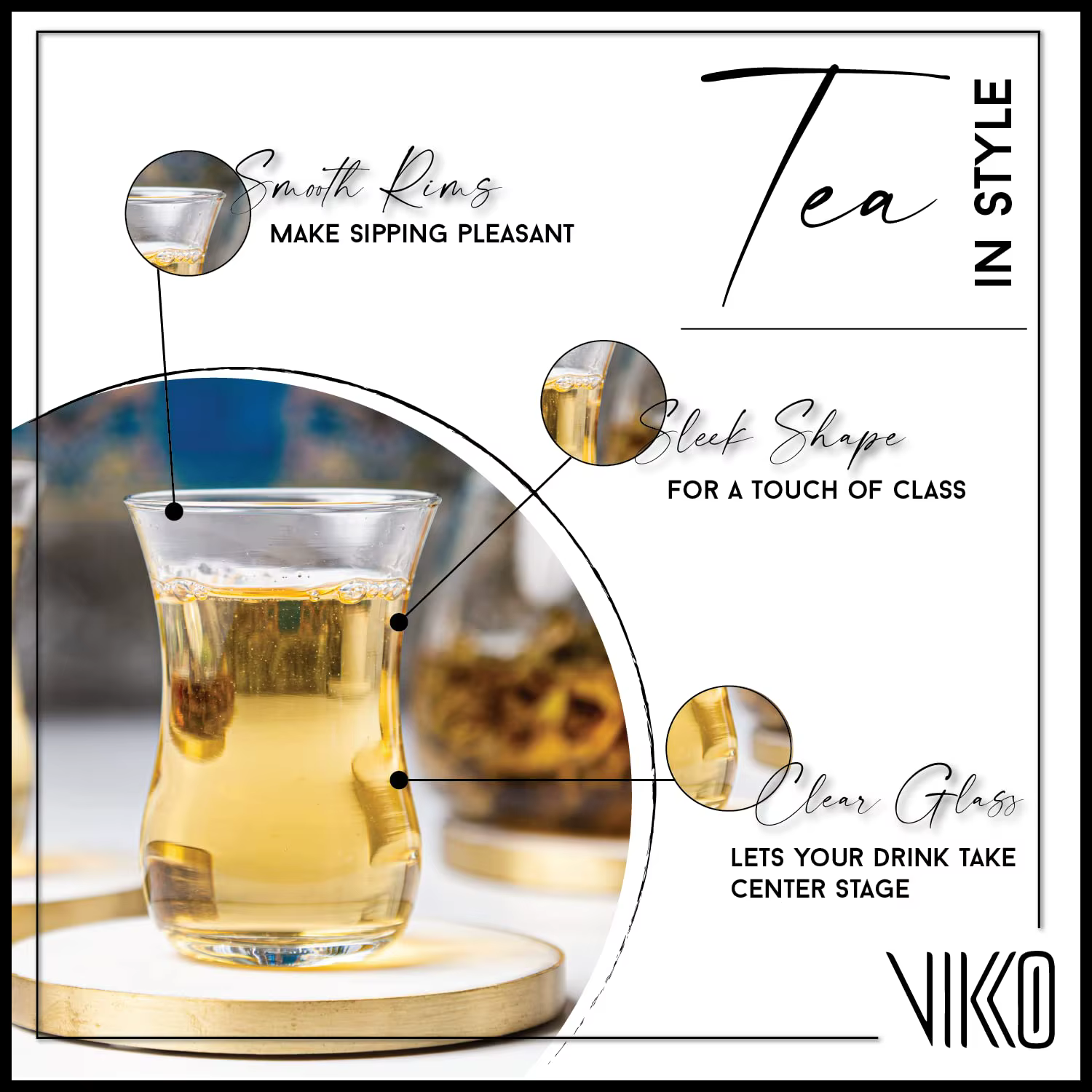 Ensemble de 6 verres à thé turcs authentiques