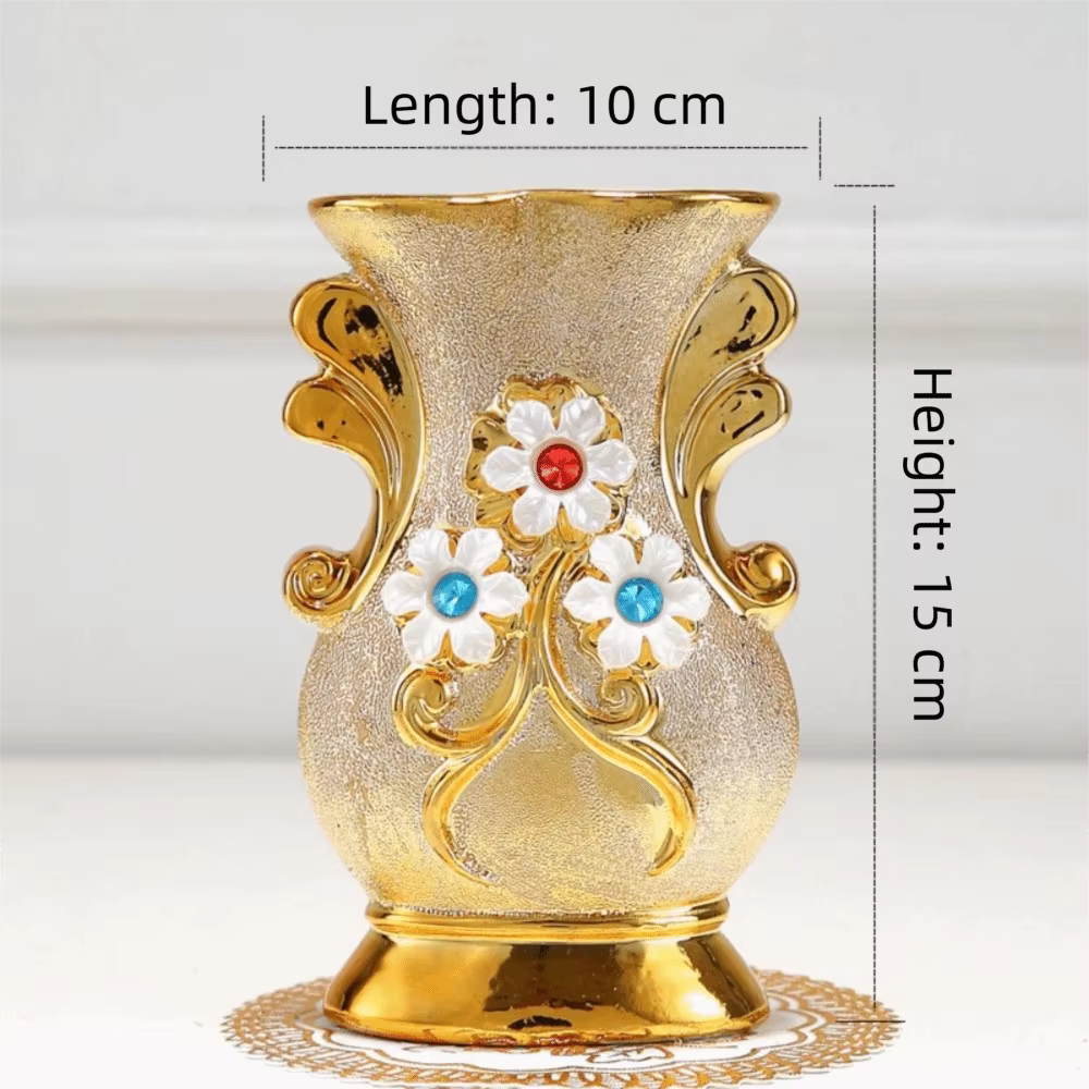 Vase en céramique doré givré