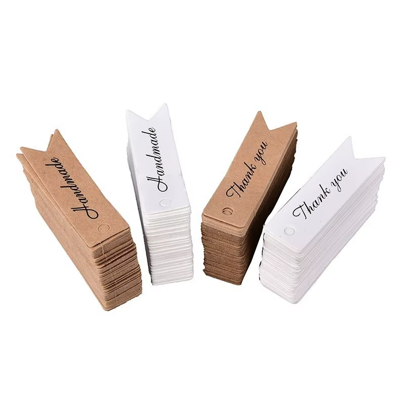 100 pièces d'étiquettes de remerciement faites à la main en papier Kraft rétro