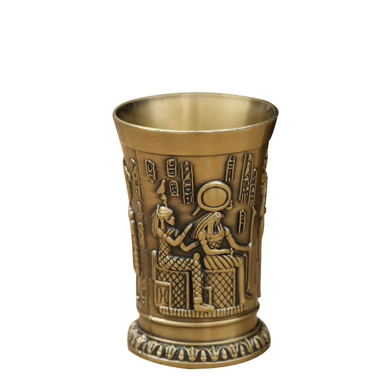 Verre à vin égyptien Vintage en métal, 50ML, pharaon Tut, gravure, gobelet en métal, Cocktail, whisky, Bar, tasse, verre d'eau, décoration de maison
