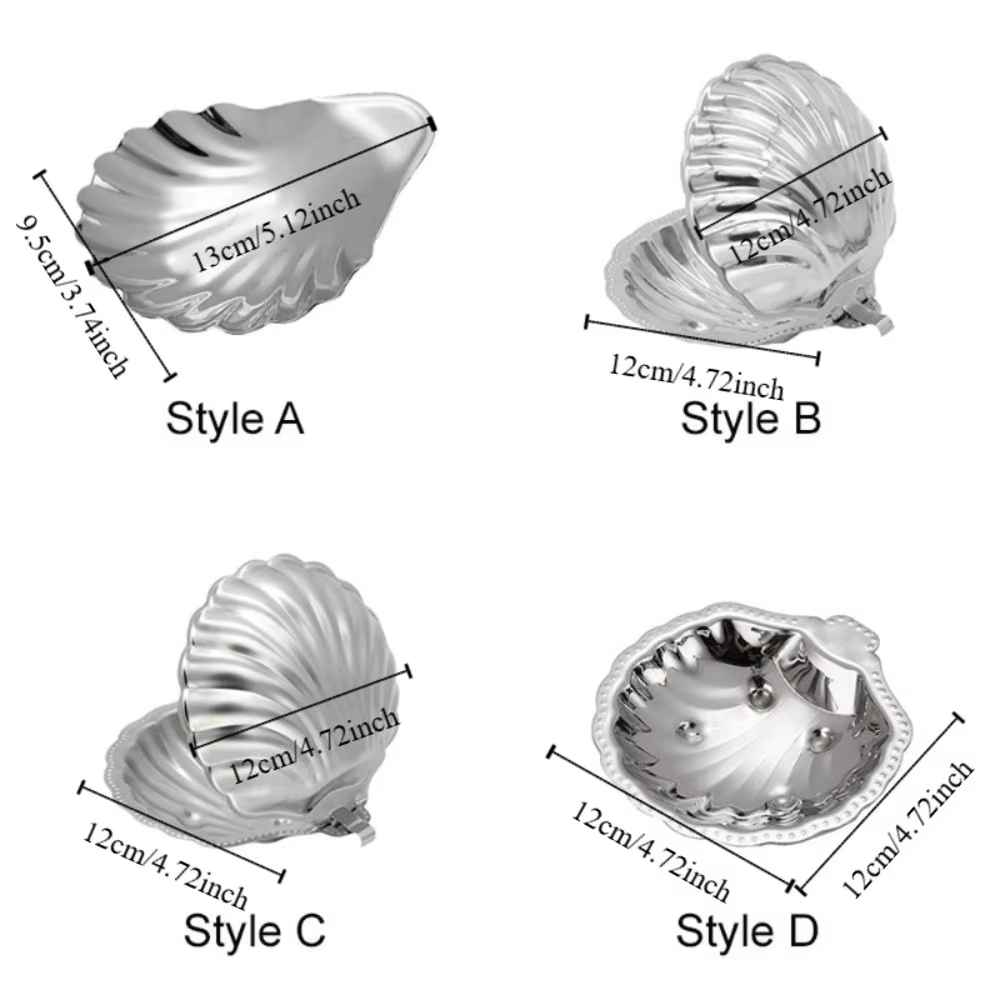 Plat à dessert en forme de coquille en acier inoxydable 304