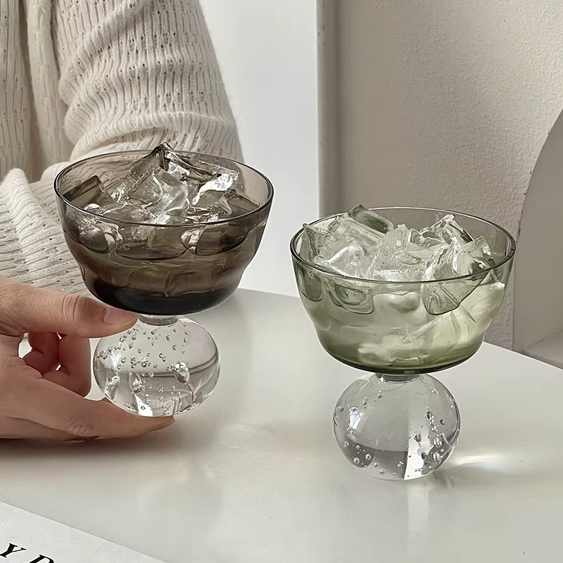 Gobelet à glace en verre de style vintage de luxe léger