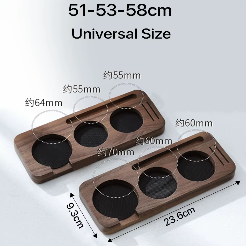 Support de Tamper et Porte-Filtre en Bois de Noyer pour Accessoires d'Espresso 51MM 54MM 58MM – Station de Tampering pour Barista