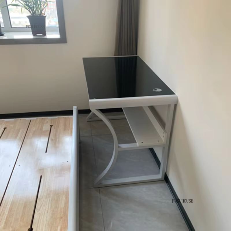 Bureaux d'ordinateur créatifs en verre trempé, table d'ordinateur de bureau à domicile, pour meubles de bureau, bureau minimaliste moderne pour chambre à coucher