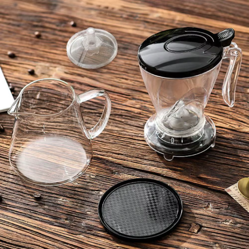 Carafe à expresso 600 ml, filtre à café pour infusion, pot à café transparent en PC avec tasse, infuseur à thé, Americano