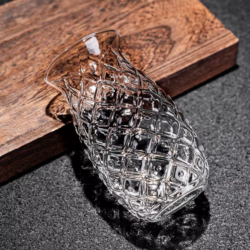 Tasse à café en verre transparent de 480 ml en forme d'ananas