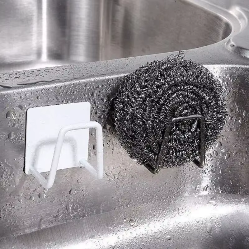 Support mural auto-adhésif blanc pour éponge de cuisine
