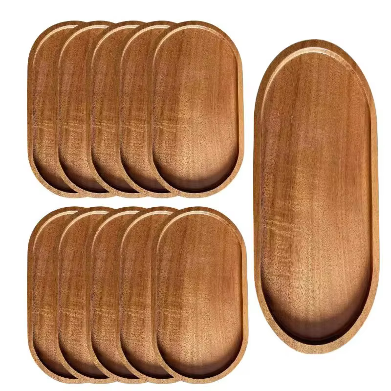 Vaisselle assiette à Dessert ronde en bois massif plateau