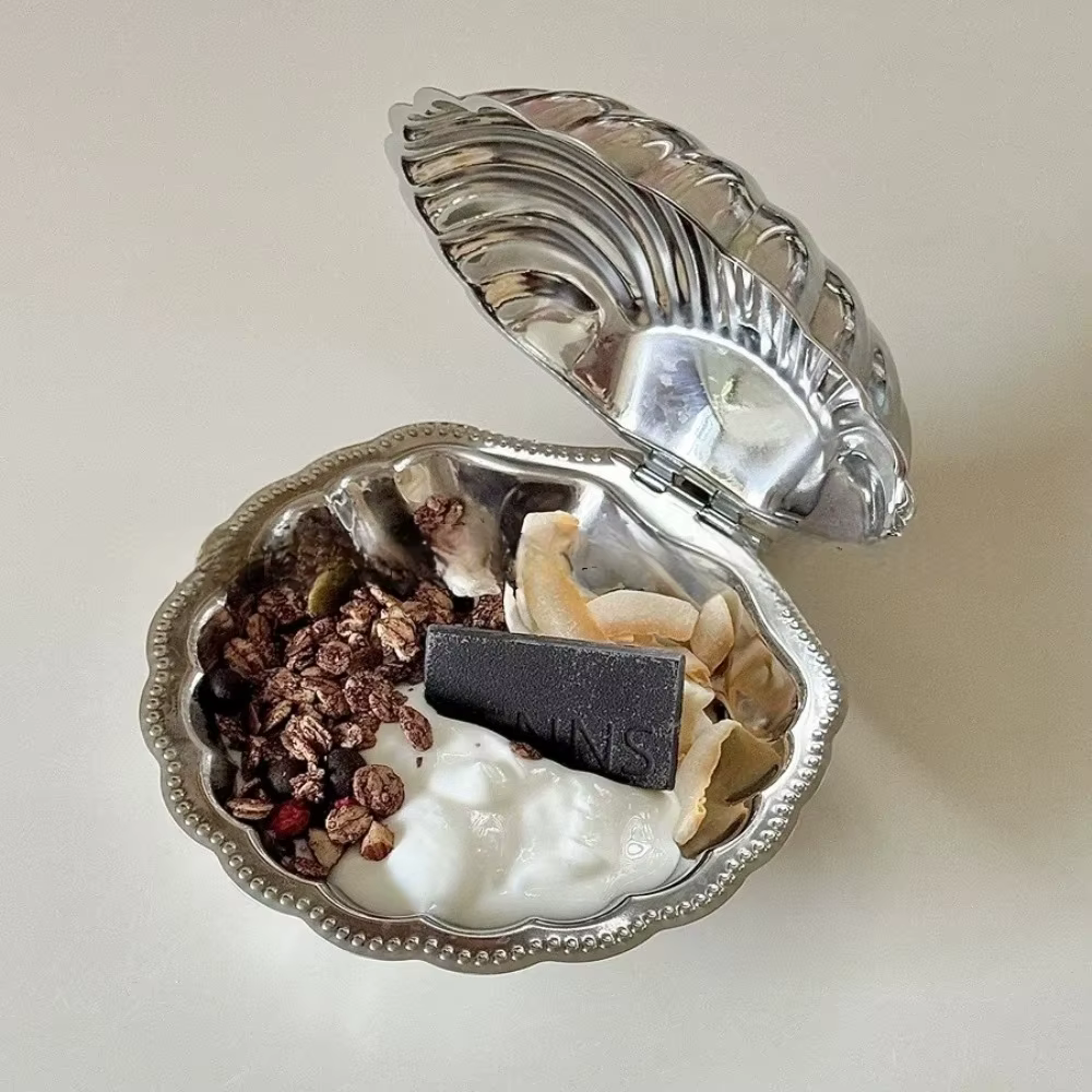 Plat à dessert en forme de coquille en acier inoxydable 304